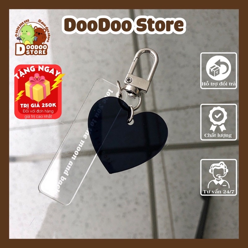 Móc Khoá Nhựa Trái Tim Đen Xinh Xắn A27, Móc Khoá Điện thoại/ Xe/ Balo Trái Tim Dễ Thương