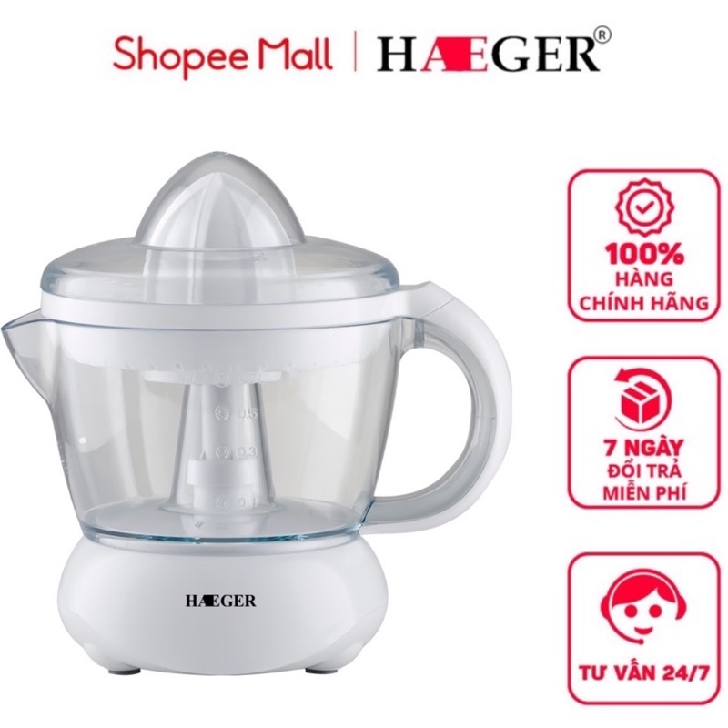 [Mã BMBAU50 giảm 50K đơn 150K] Máy Vắt Cam Bằng Điện Mini Cao Cấp HAEGER HG-615 0.7L Công Xuất 25w