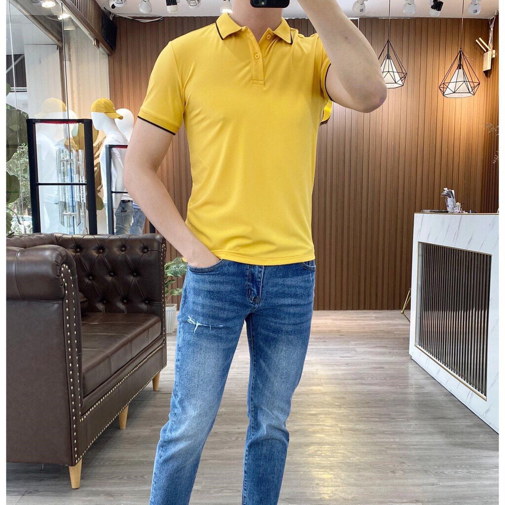 Áo thun nam tay ngắn polo giá rẻ vải trơn có cổ F8888 Viền Tay AP006 | BigBuy360 - bigbuy360.vn