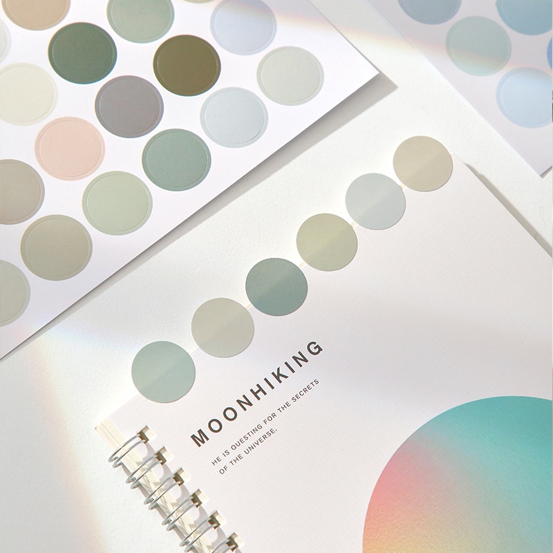 Set 48 miếng sticker nhãn dán tròn nhiều phong cách trang trí sổ tay bullet journal - M189