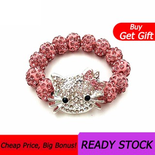 Vòng Tay Đính Đá Pha Lê Hình Hello Kitty Đáng Yêu Cho Bé Gái