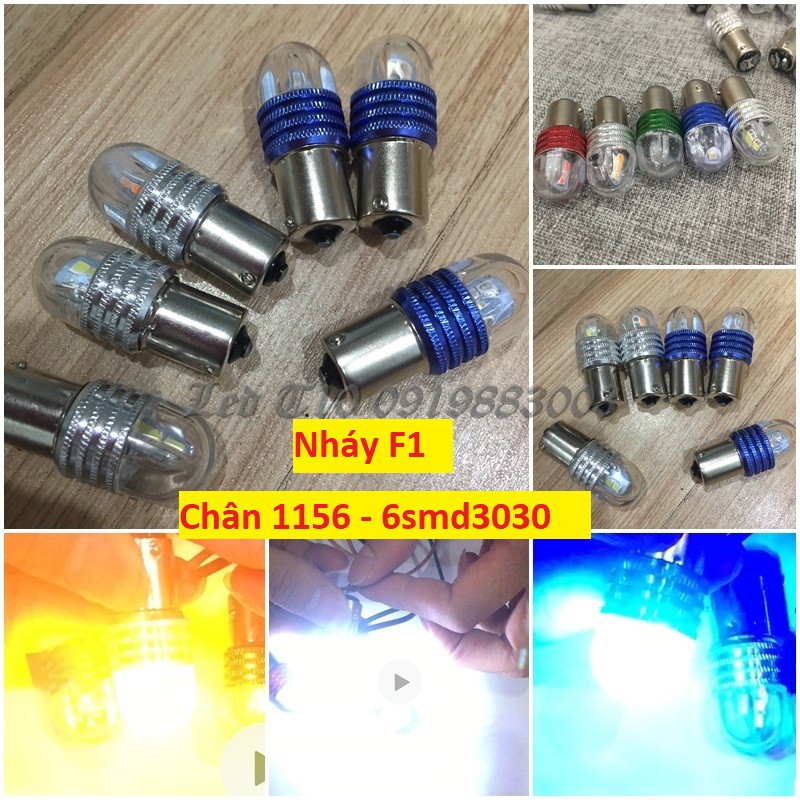 1 bóng Led 1156 BA15S chớp F1 phanh, xi nhan ô tô chân 1156 6smd3030 nháy chớp F1