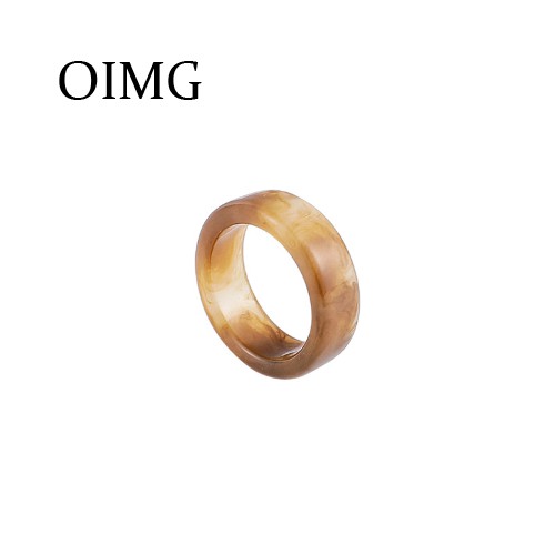 OIMG  Nhẫn nữ acrylic Retro màu hổ phách kết hợp