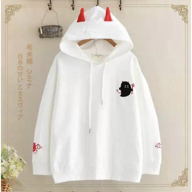 ÁO HOODIE CON QUỶ CUTE HOT UNISEX CAO CẤP VẢI MỀM MỊN ẤM ÁP KHÔNG XÙ LÔNG 1KENZ