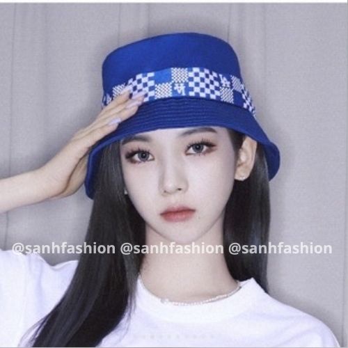 Mũ bucket vành tròn trơn đai caro in MIB LA Nón tai bèo chất vải dệt cao cấp thời trang form unisex nam nữ_SÀNH FASHION