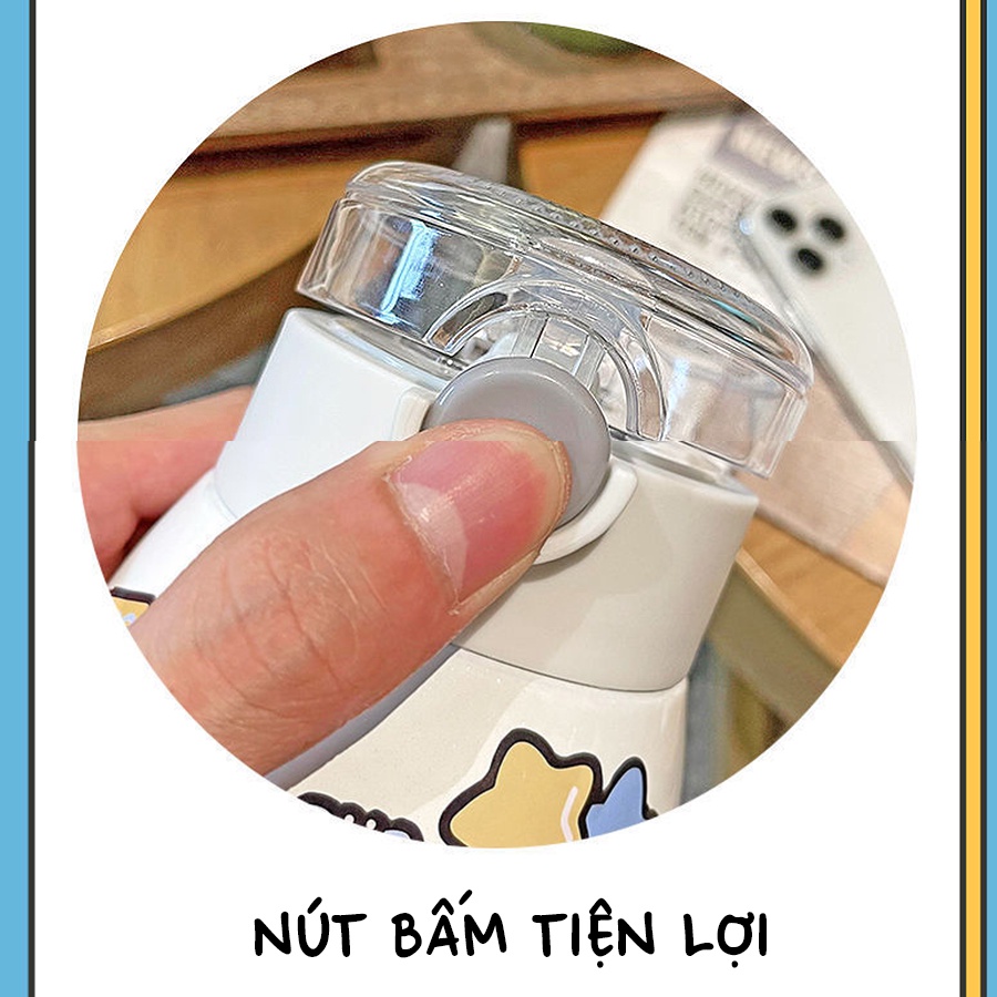 Bình Nước Kèm Ống Hút, Sticker 3D Dễ Thương Phong Cách Hàn Quốc Cho Bé. Người Lớn COC003