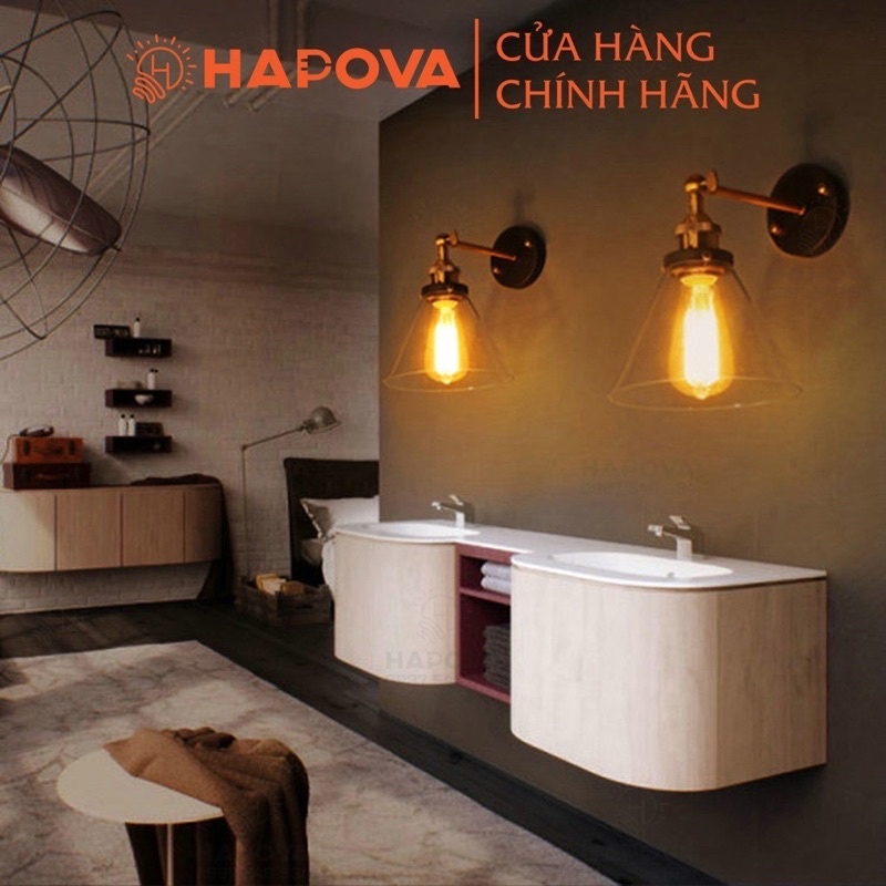 Đèn trang trí phòng ngủ, đèn ốp trần Hapova LOGIT 0405 Kèm bóng Edison