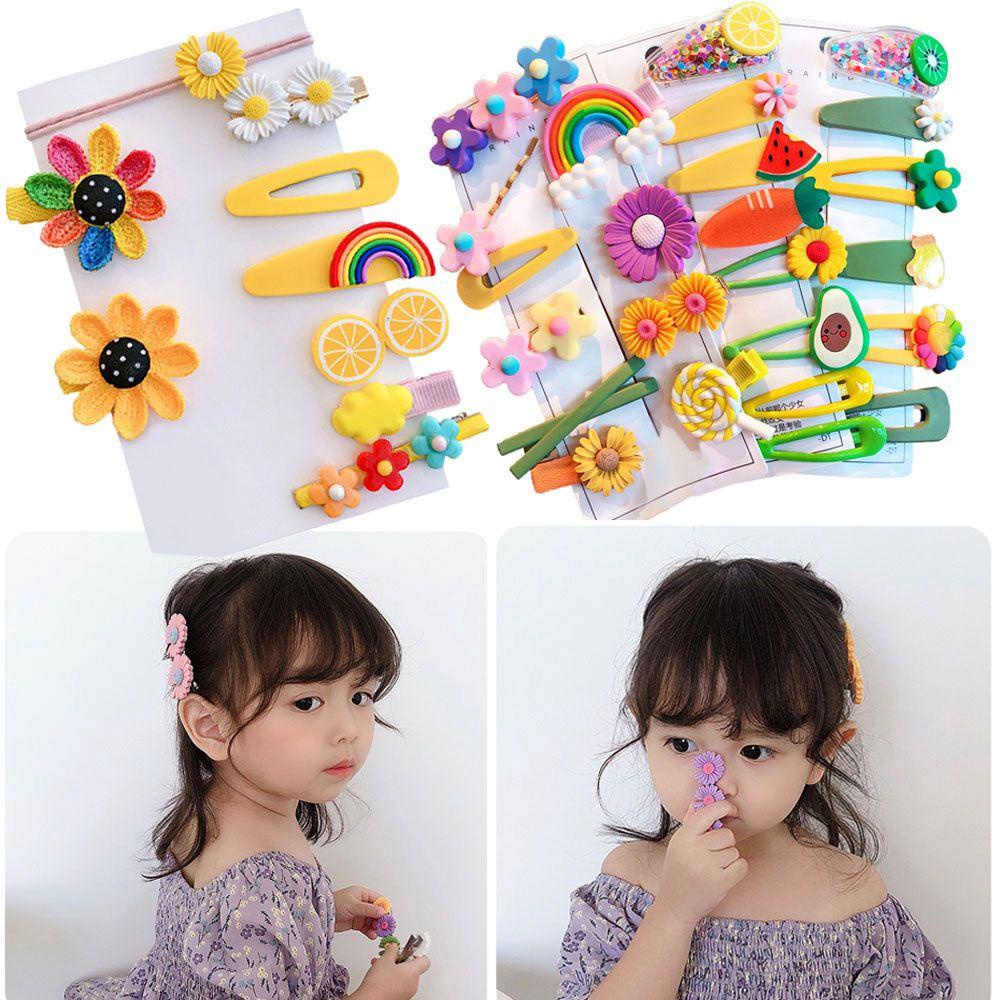 ROSE 1 Set Kẹp Tóc Cao Su Họa Tiết Hoa / Trái Cây Hoạt Hình Dễ Thương Dành Cho