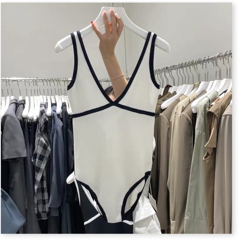 Bikini nữ đẹp, Áo tắm biển nữ 2020 áo tắm nữ một mảnh mới phong cách hàn quốc áo tắm tương phản đen trắng đơn giản bikin