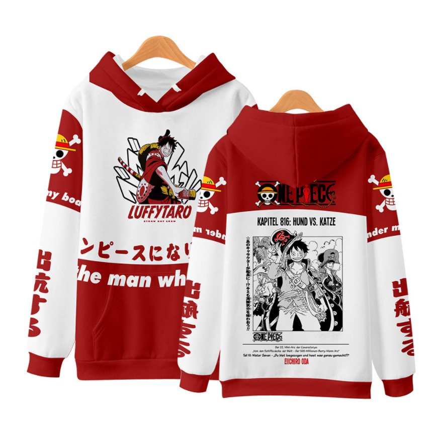 Áo Khoác Hoodie Dáng Rộng In Họa Tiết Hoạt Hình One Piece Luffy Nhật Bản 3D Cho Nam Nữ