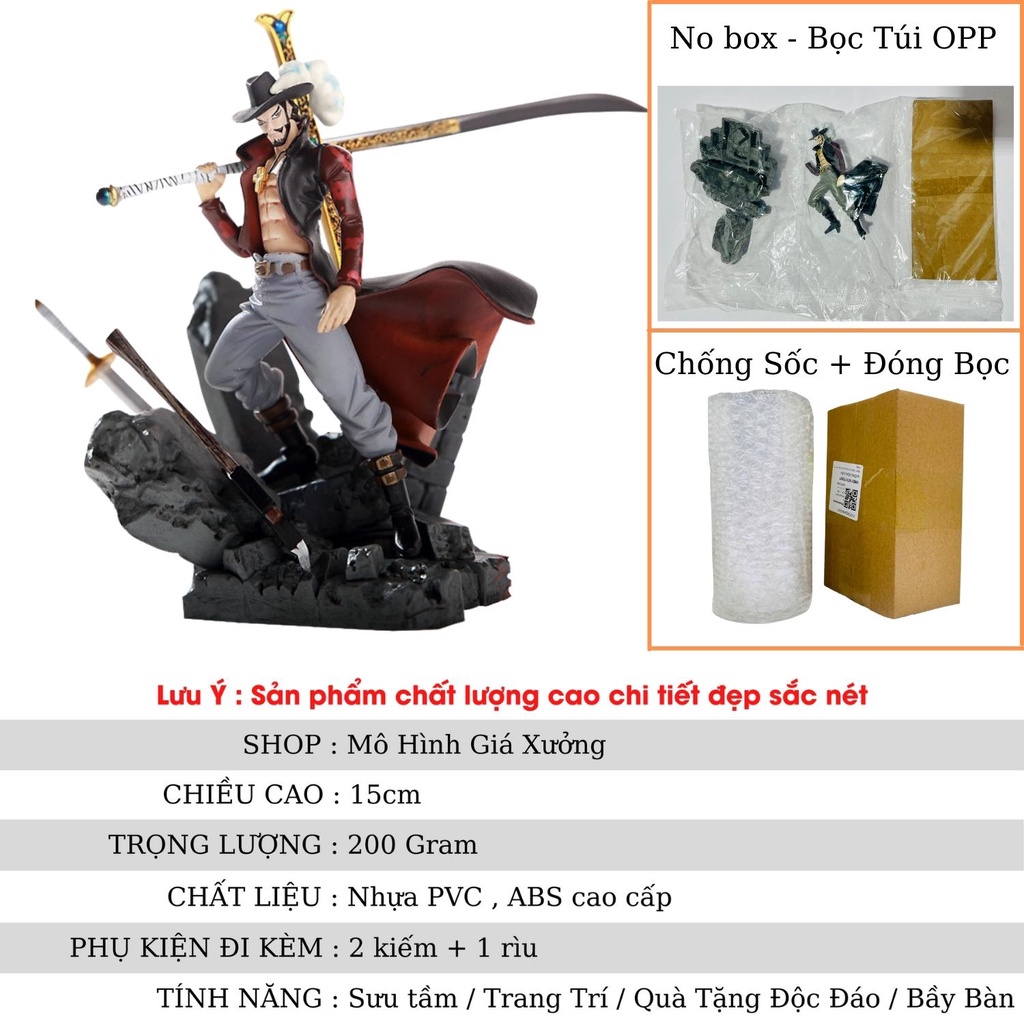 Mô hình One Piece Mihawk ( Mắt Diều Hâu ) cao 15cm , trạng thái chiến đấu , figure mô hình one piece , mô hình giá xưởng