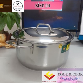 [CHÍNH HÃNG] Nồi inox 5 lít size 24 cm VIETCOOK đáy từ
