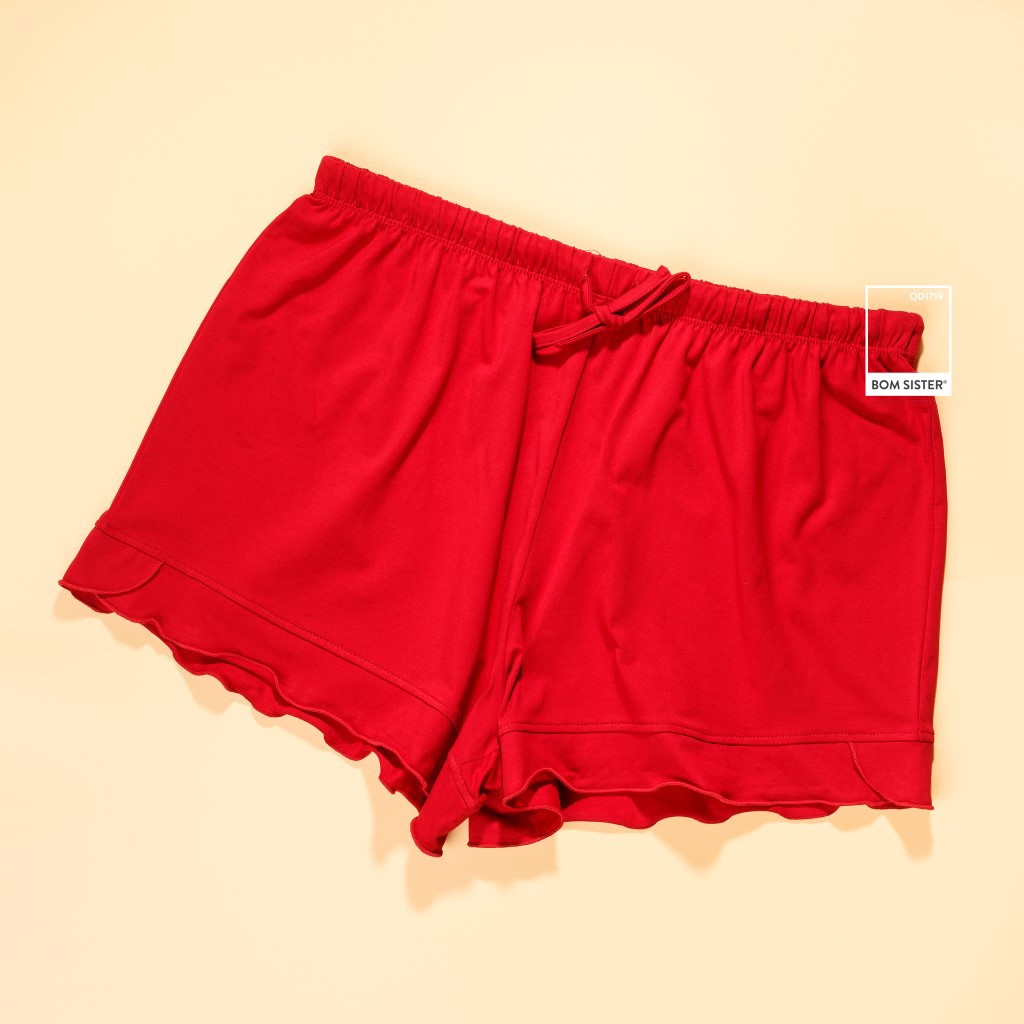 [Mã WAFAST hoàn 20% tối đa 100k xu đơn 250k] Quần Đùi Ngủ Cotton Pha Màu Trơn Chân Bèo BOM SISTER QD1719 | BigBuy360 - bigbuy360.vn