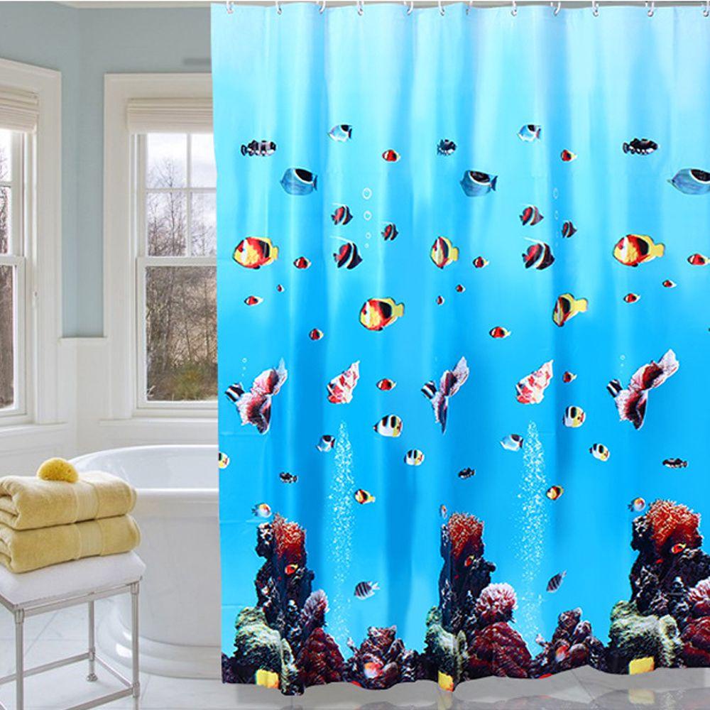 KRNY Rèm Phòng Tắm Chống Thấm Nước 180Cm X 200Cm Có Móc Treo Thế Giới Dưới Nước