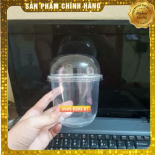 50 cốc nhựa chữ U đáy bầu 360ml kèm nắp cầu