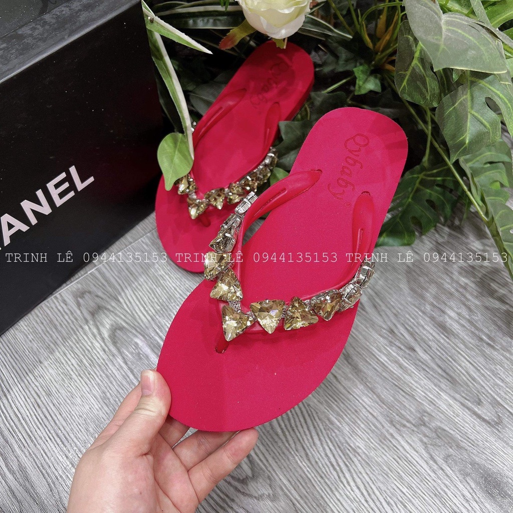 Dép Xỏ Ngón , Dép Kẹp Nữ Đính Đá Cao 2cm QC Cao Cấp 2022 TRINH LÊ SHOP GIÀY DÉP