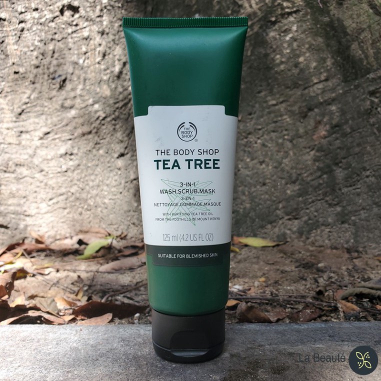 The Body Shop Tea Tree 3-In-1 Wash Scrub Mask 125ML - Sữa Mặt Kiêm Mặt Nạ Tẩy Da Chết
