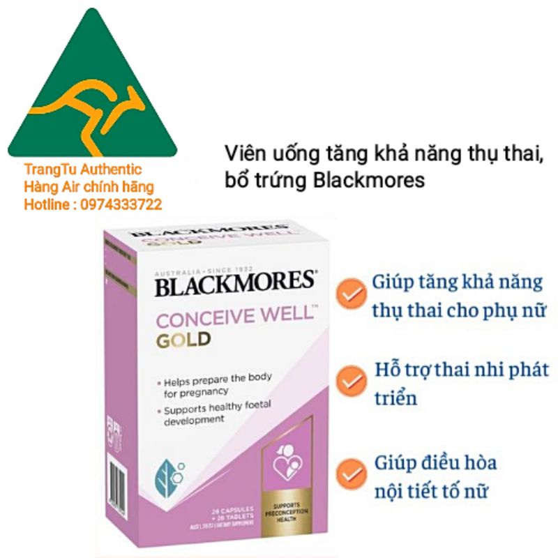 Viên uống bổ trứng Conceive Well Gold Blackmores Úc,hỗ trợ tăng khả năng thụ thai cho nữ giới