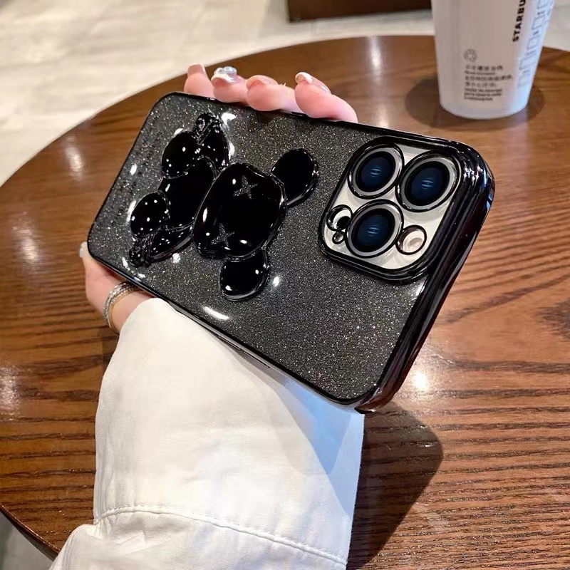 Ốp Điện Thoại iPhone 14 13 12 11 Pro max 14plus Silicon case ốp lưng điện thoại i phone 14 promax TPU Dẻo Tráng Gương Họa Tiết Chú Gấu Dễ Thương Cho iP 14 plus 13 12 11 14 Pro max