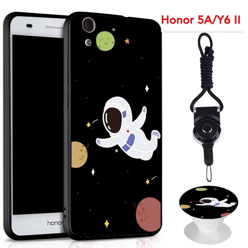 Ốp điện thoại chống sốc có nhẫn đỡ và dây đeo cho Huawei Honor 5A/Y6 II