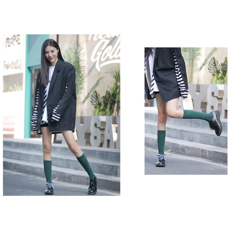 Tất vải co giãn màu trơn phong cách Harajuku
