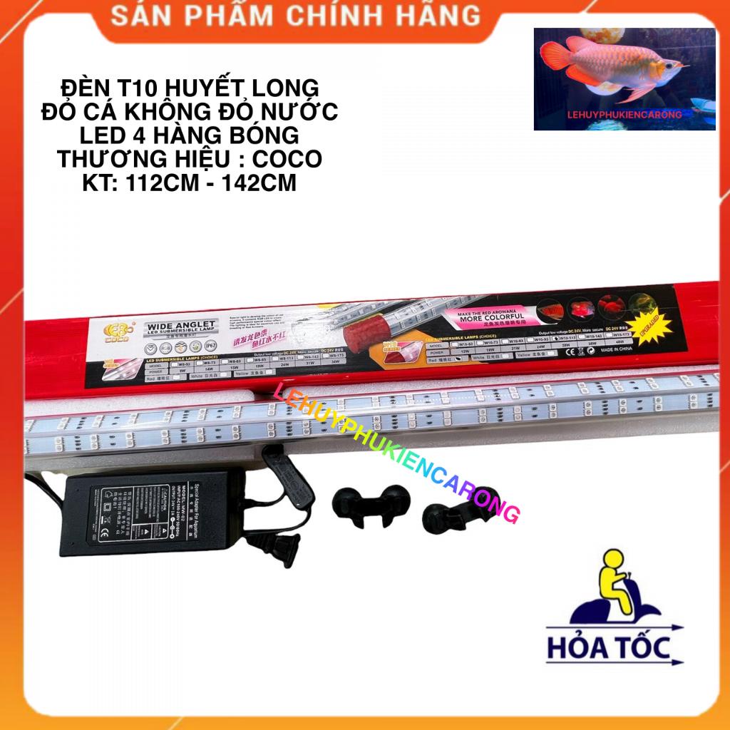 Đèn Led Bể Cá T10 Đỏ Cá Không Đỏ Nước 4 Hàng Bóng Kích Thước 112cm, 142cm - Tanning Cho Cá Rồng Huyết Long