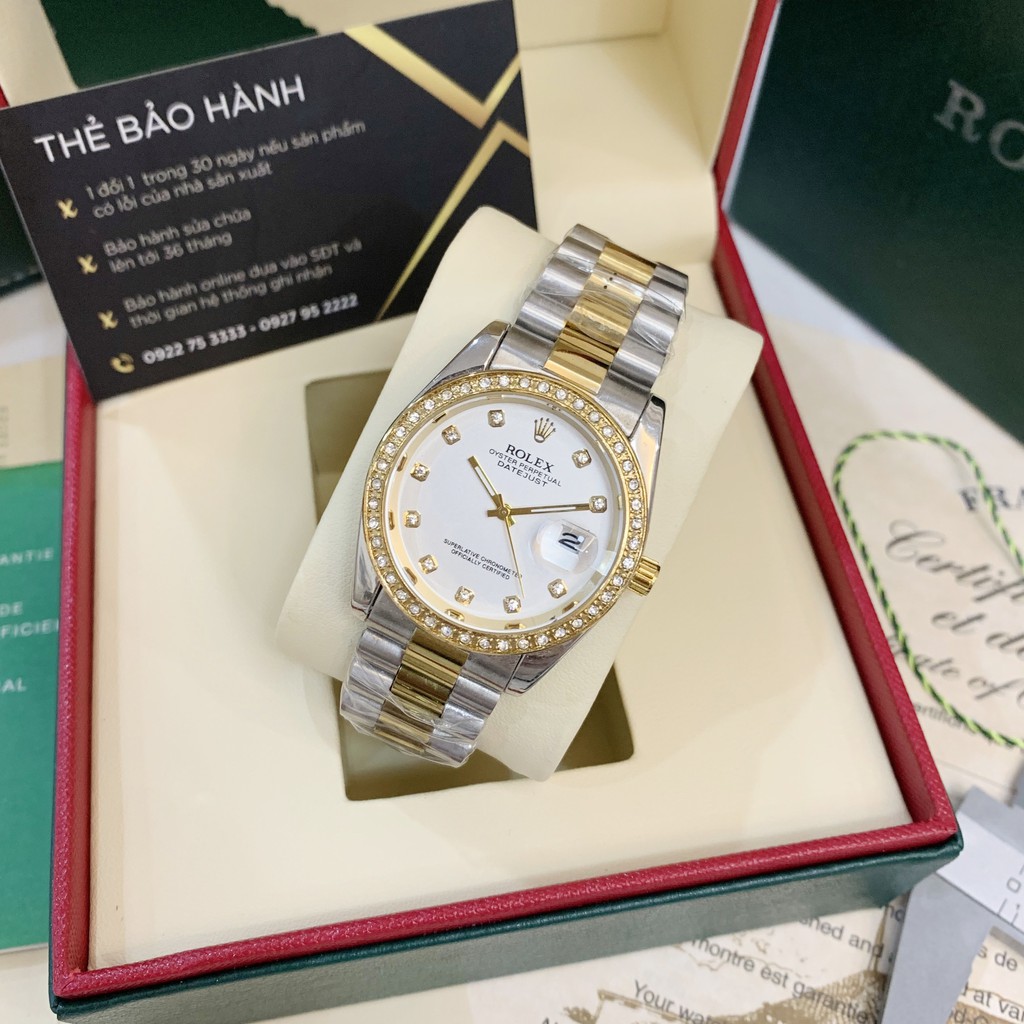 [Fullboxx 1:1] Đồng hồ nam Rolex - viền đá dây kim loại chống nước - DH501 ngochang108