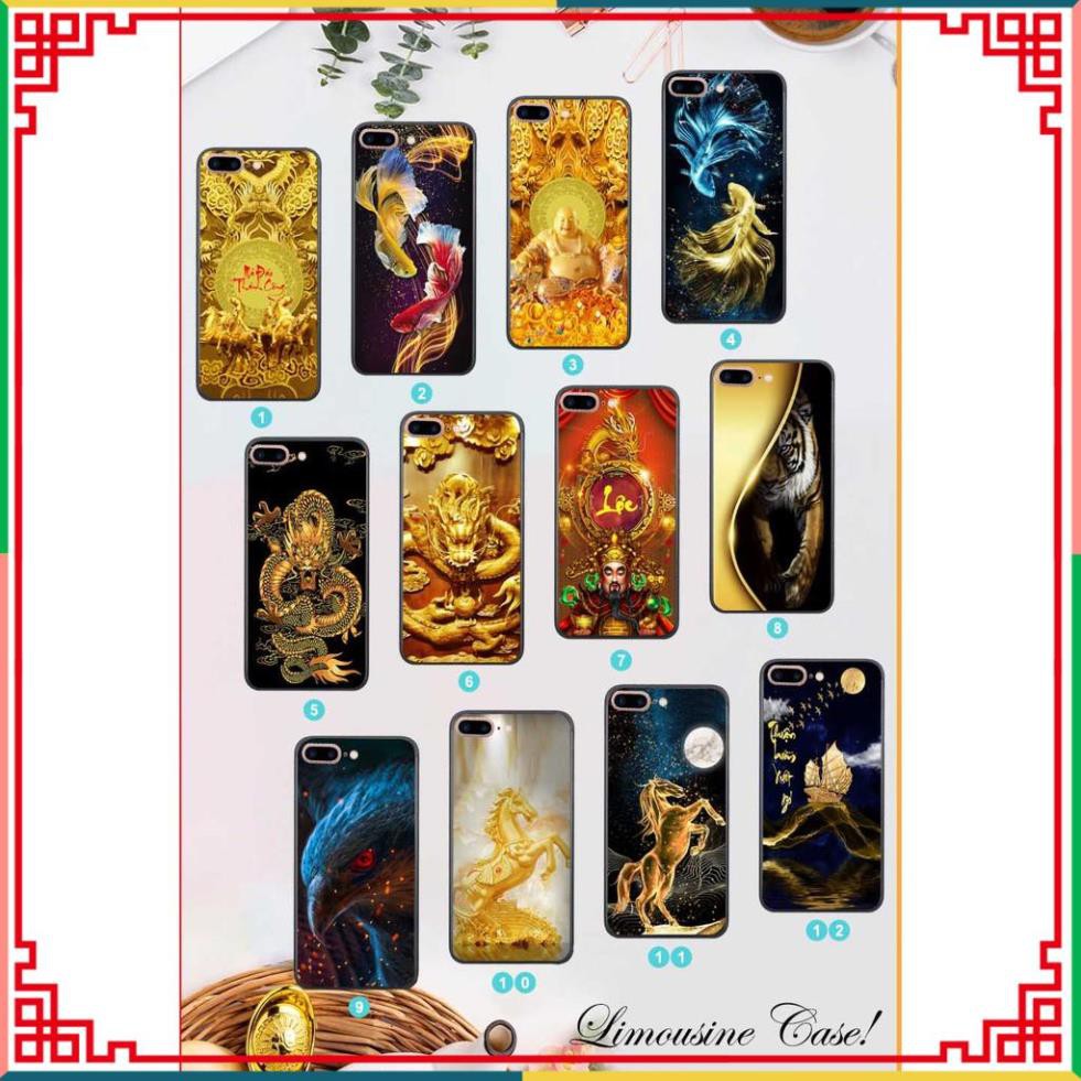 Ốp lưng in kính iPhone 7 plus - iPhone 8 plus - iPhone 6 Plus - iPhone 6s Plus hình Rồng Phượng sắc nét