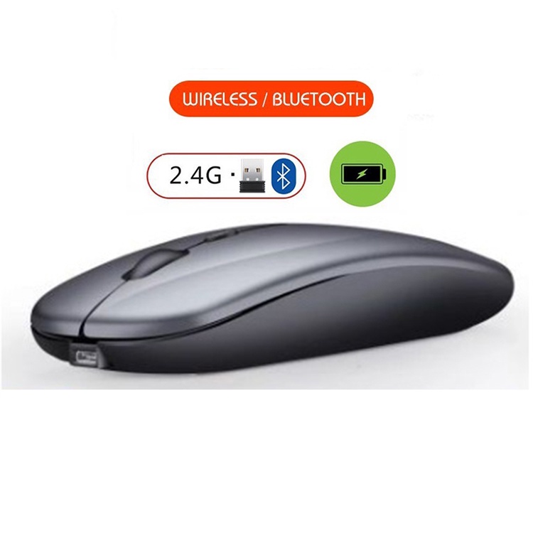Chuột Không Dây Bluetooth Và 2.4G Pin Sạc, Kiểu dáng Apple Slim, Kết nối Bluetooth và Wireless 2.4G được 2 thiết bị