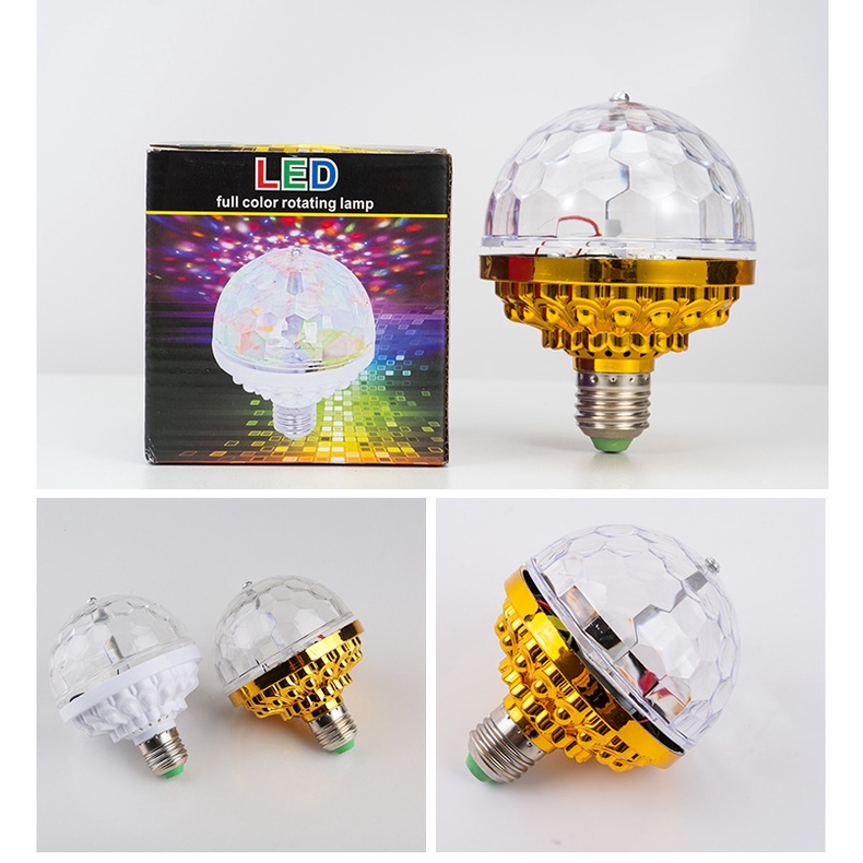 Đèn led xoay 7 màu vũ trường nháy chớp theo nhạc bay phòng sân khấu hiệu ứng 360 độ kèm đui cắm E27.