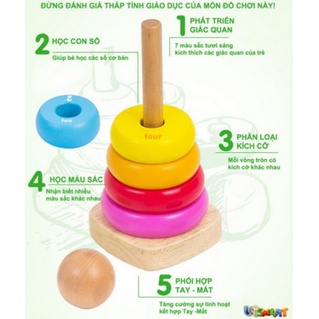 Đồ chơi xếp tháp bằng gỗ cho bé size bé