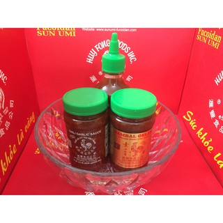 Combo 3 chai tương ớt Huy Fong Foods Tặng tô thủy tinh lớn 1 lít