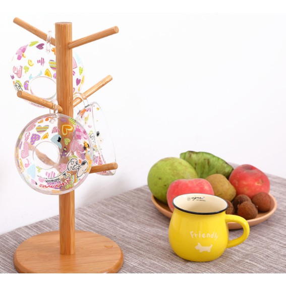 Giá gỗ treo cốc Gỗ, Cây để Ly gỗ Liba đế tròn