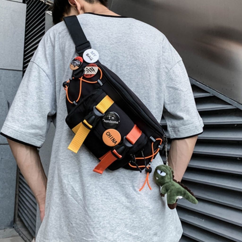 Túi Vải Đeo Chéo Nam Nữ, Túi Bao Tử Unisex Thời trang Đeo Chéo Ngực Phản Quang Đi Học Đi Chơi  TĐ02