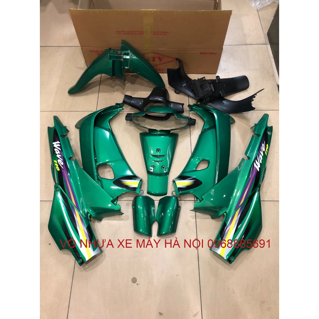 BỘ VỎ NHỰA WAVE ALPHA XANH HENIKEN 2PHA