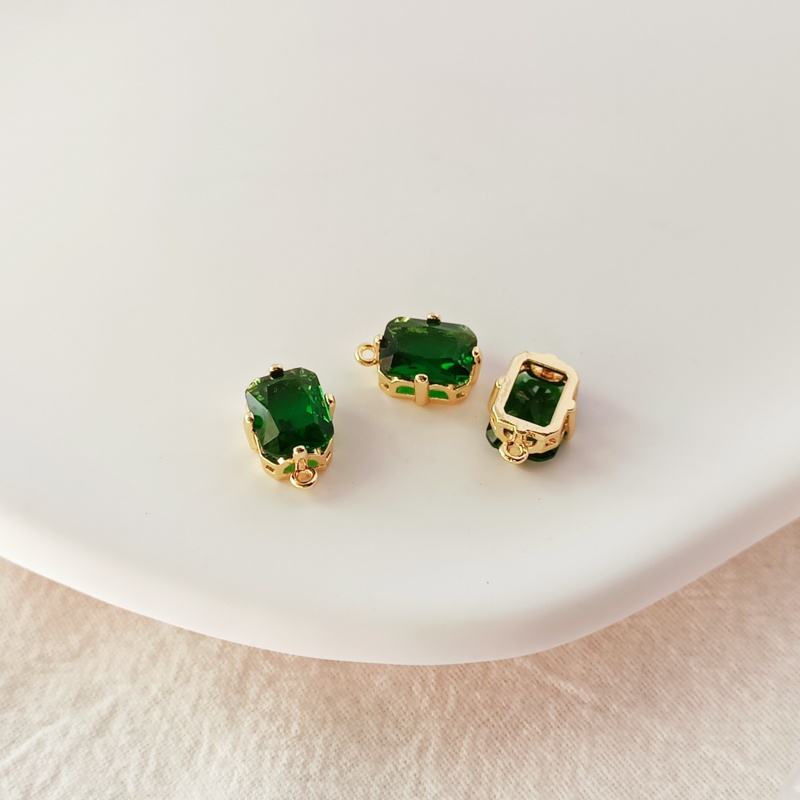 Mặt Dây Chuyền Thẳng Hình Vuông Đính Đá Zircon Mạ Đồng 14K Nhiều Màu Sắc Dùng Làm Trang Sức DIY