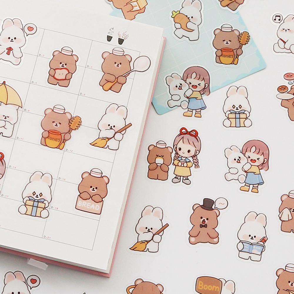 Set 40 Nhãn Dán PVC Chống Nước Họa Tiết Cô Gái Hoạt Hình Dễ Thương Trang Trí Sổ Tay DIY