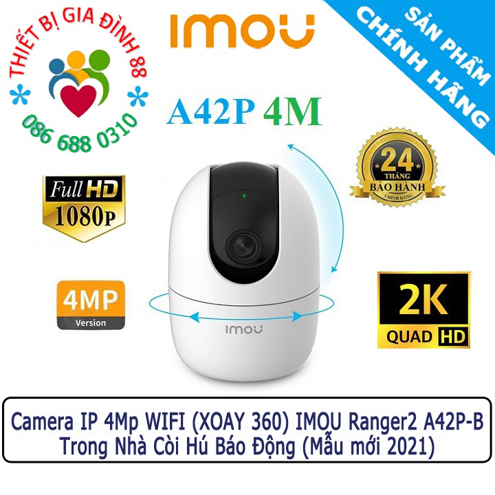 [MẪU MỚI 2021] Camera IP 2M 4M WIFI (XOAY 360) IMOU Ranger 2 A42P-B A22EP Độ nét cao 1080p FullHD a42 A22 C22 C22EP