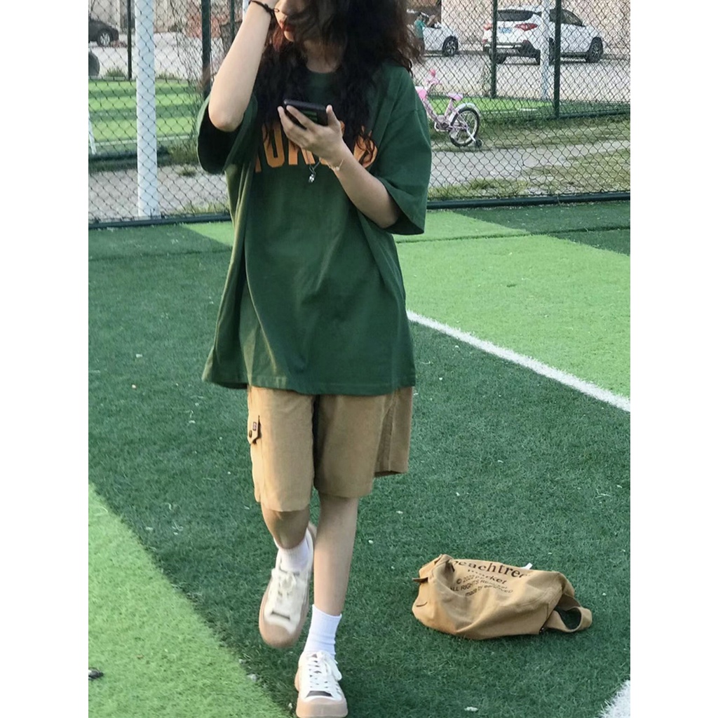 Áo thun xanh rêu tay lỡ form rộng TOKOYO unisex Neko.sg ATL310