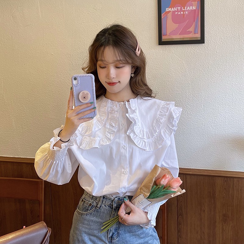 [ẢNH THẬT] - Áo sơ mi phối vạt bèo ulzzang - SM06 - jannahouse