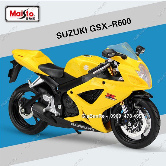 XE MÔ HÌNH  MOTO SUZKI GSX600 TỈ LỆ 1:12 - - MAISTO - VÀNG - 8723