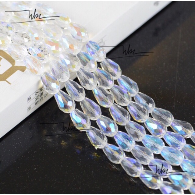 25 Viên Pha Lê Giọt Nước Lỗ Thẳng Làm Trang Sức Handmade