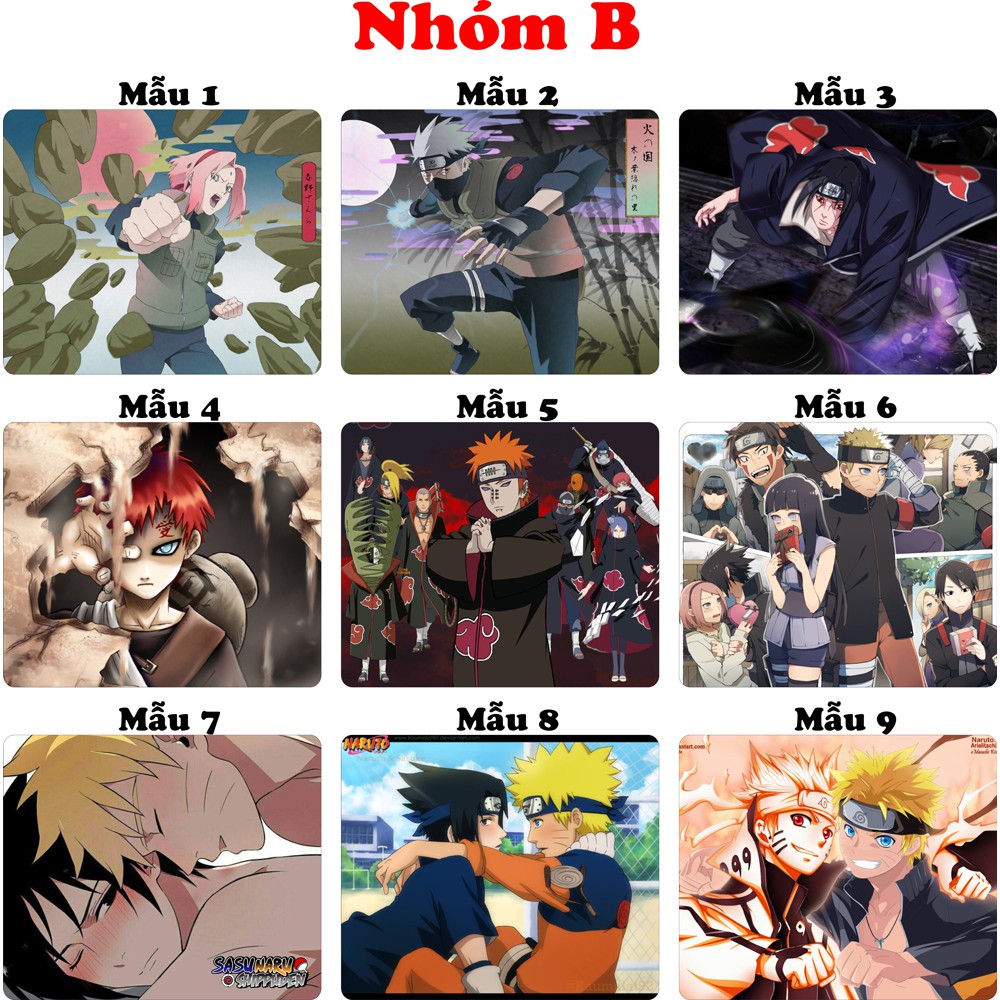 &lt;18 mẫu&gt; Lót chuột máy tính Anime Naruto kích cỡ bàn di chuột lớn 20x24cm chất liệu mouse pad cao su