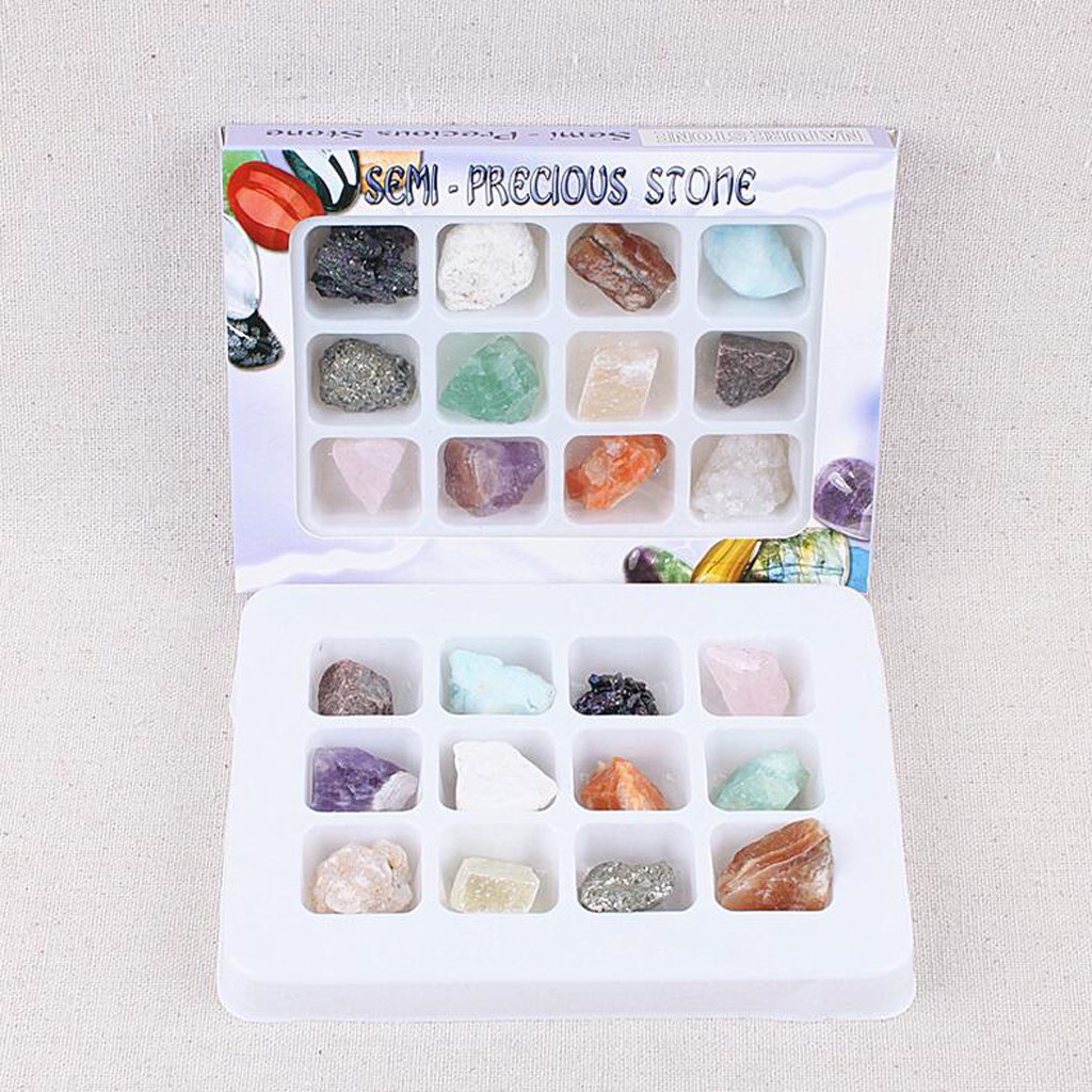 Bộ sưu tập đá gồm 12 mẫu đá và khoáng sản giáo dục tiện dụng cho trẻ