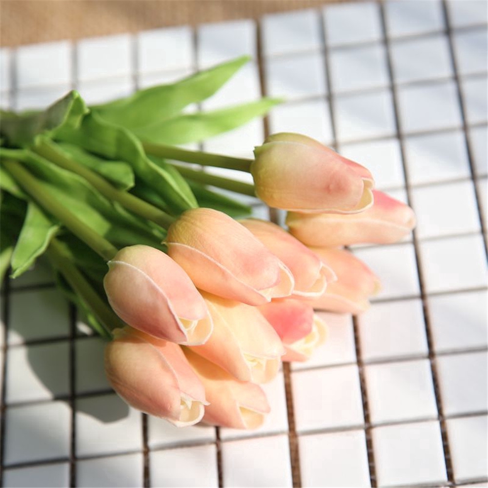 6 bông hoa Bó Hoa Tulip Giả Thiết Kế Xinh Xắn Để Trang Trí