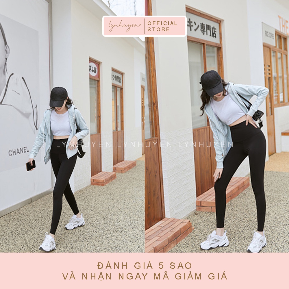 Quần Legging Nữ Dài Nâng Mông Cạp Cao Thun Lạnh Lynhuyen - Màu Đen - Q010