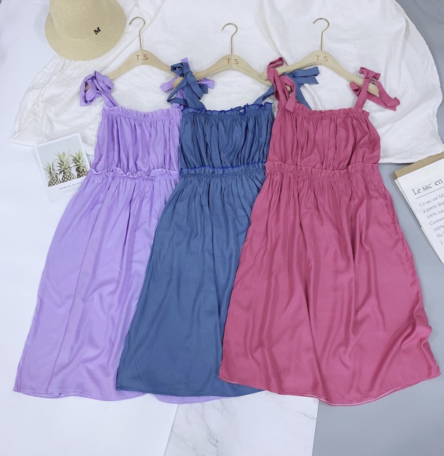 BÁN TẶNG VÁY DÂY NƠ CHẤT SIÊU MÁT MẶC XINH DK69 | BigBuy360 - bigbuy360.vn