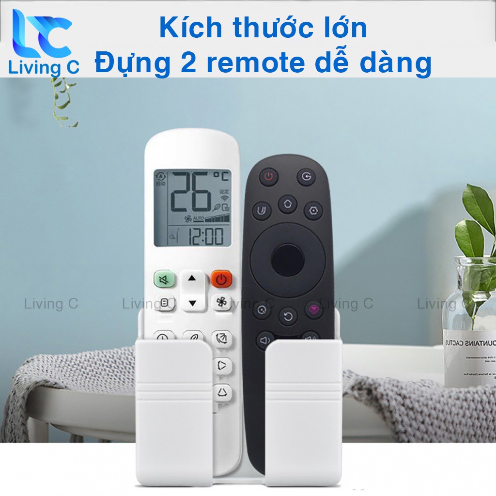 Giá đỡ điện thoại dán tường Living C, kệ đựng remote điều khiển có sẵn miếng dán tường