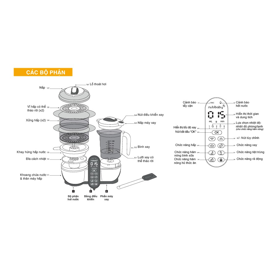 [ Babymoov ] máy xay hấp nutribaby 5 in 1 plus ( chính hãng )