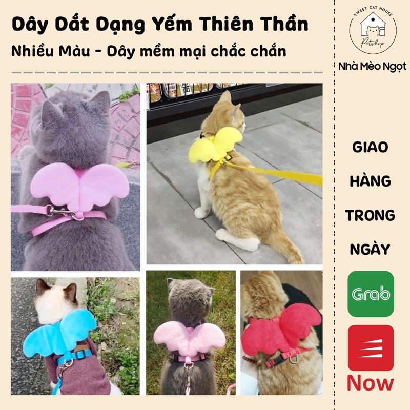 Dây Dắt Thú Cưng Dạng Yếm - Xích Ngực Chó Mèo Cánh Thiên Thần | Nhà Mèo Ngọt